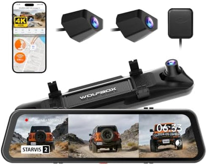 Wolfbox G900 Tripro Bumper 3 Channel 4K Mirror Dash Cam,8MP