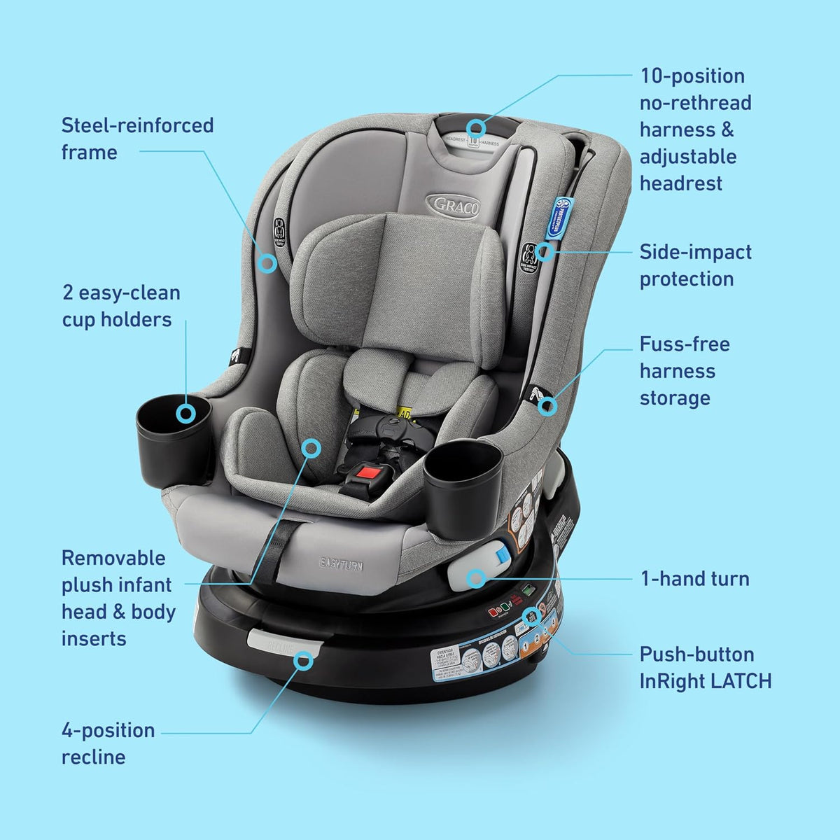 Graco EasyTurn 360 2-in-1 Rotating Convertible Car Seat