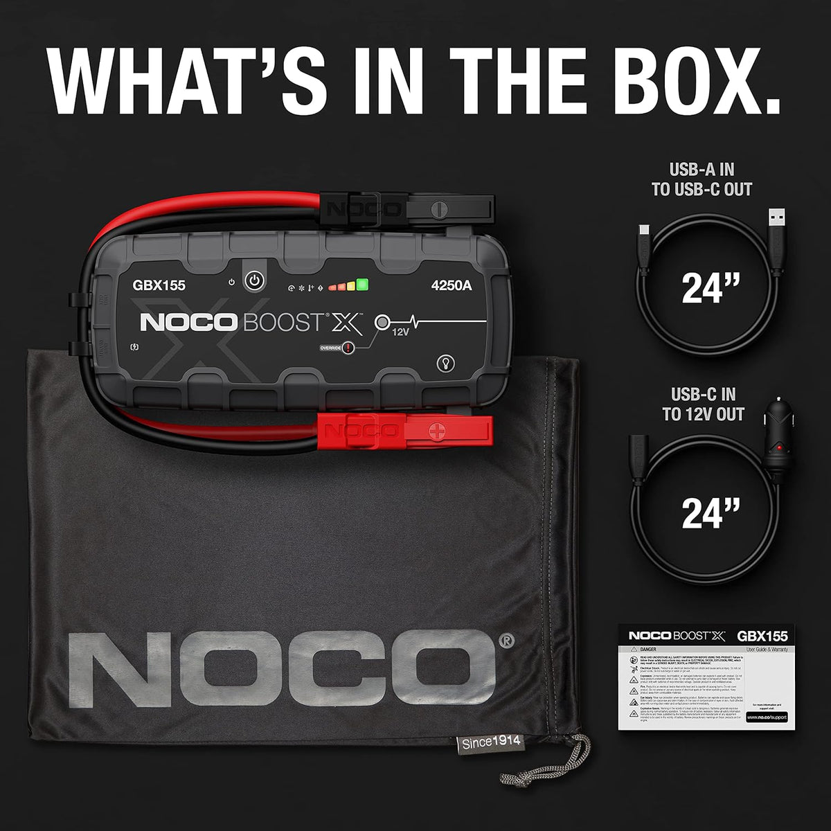 Boost Noco X Gbx155: 4250A UltraSafe Jump Starter – 12V Lithium Battery Booster Pack, Portable Jump Box, Power Bank & Jumper Cables - for 10.0L Gas and 8.0L Diesel Engines