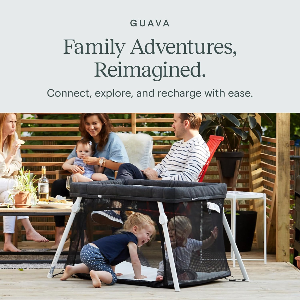 Guava Family Travel Crib Includes Lightweight Backpack Design | Certified Baby Safe Portable Crib | Folding Play Yard, Comfy Mattress for Babies, Toddlers | Compact Baby Travel Bed