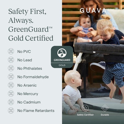 Guava Family Travel Crib Includes Lightweight Backpack Design | Certified Baby Safe Portable Crib | Folding Play Yard, Comfy Mattress for Babies, Toddlers | Compact Baby Travel Bed