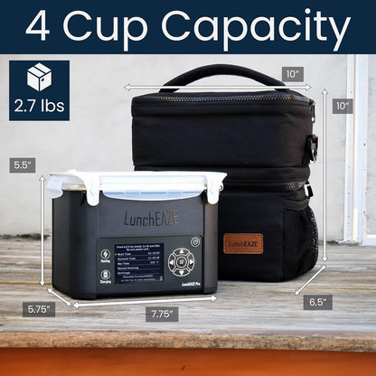 Luncheaze Pro Cordless Heated Electric Lunch Box, Self-Heating, 4-Cup