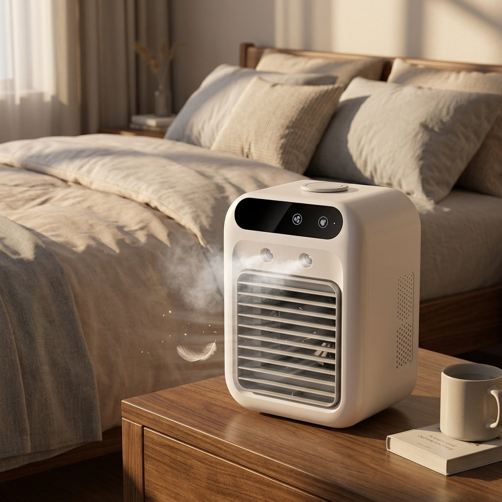Portable Desktop Air Cooler & Humidifying Spray Fan