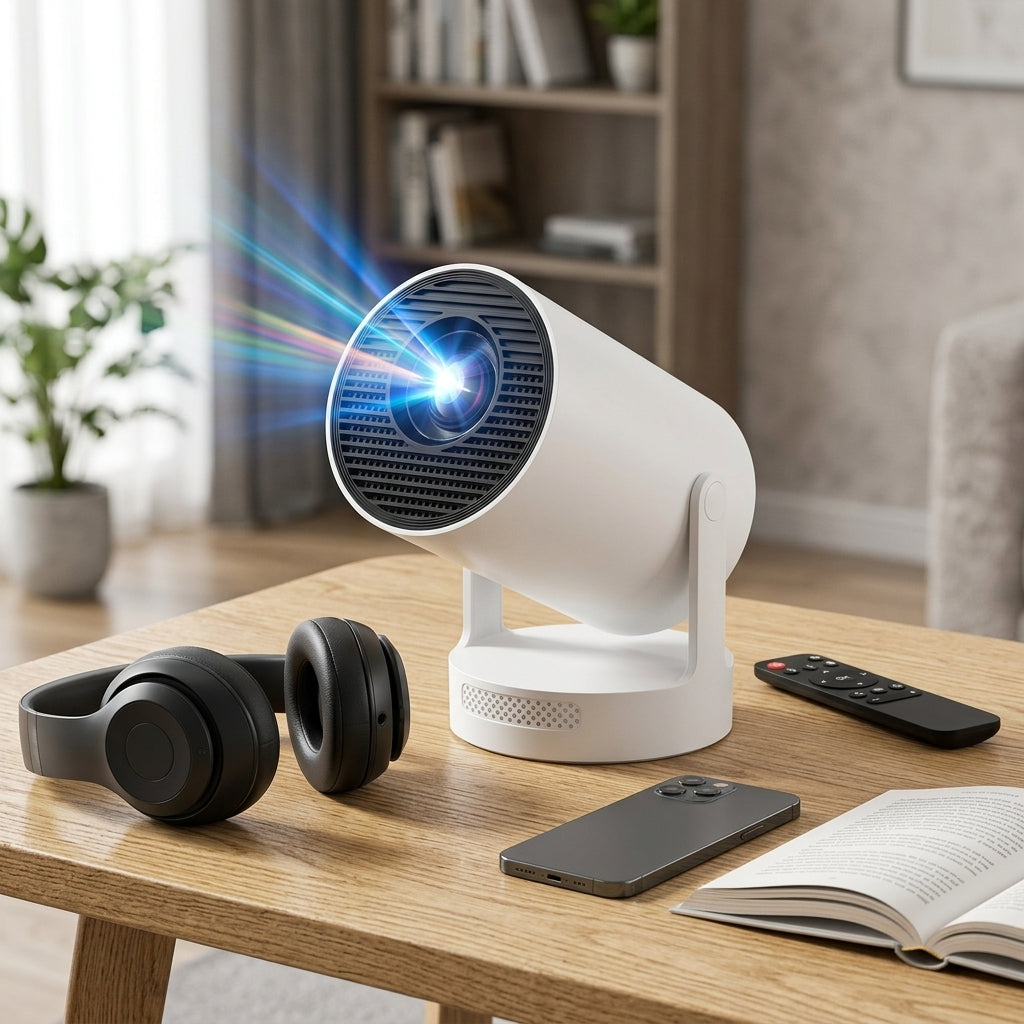 Portable Smart Projector with Android 14, Wi‑Fi & Auto Keystone