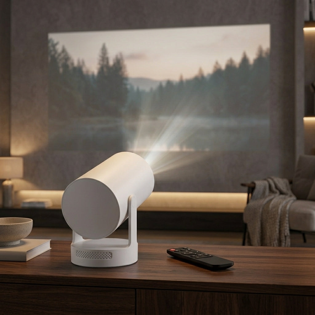Portable Smart Projector with Android 14, Wi‑Fi & Auto Keystone