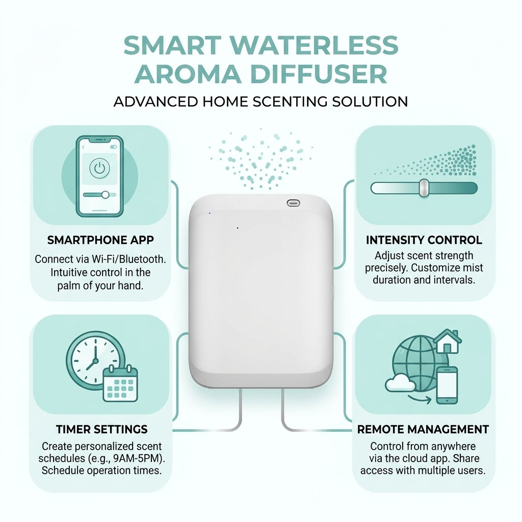 Smart Waterless Aroma Diffuser – 500ml, App-Controlled, 40dB Quiet | GadgetGurus