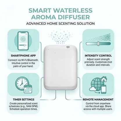 Smart Waterless Aroma Diffuser – 500ml, App-Controlled, 40dB Quiet | GadgetGurus